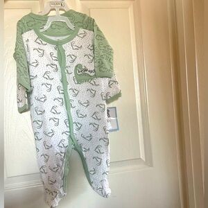 Green and White Dinosaur Kids One Piece